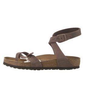 Birkenstock Yara Oiled Leather Sandal Brown Slingback Wrap Size 38 Women’s 7.5-8